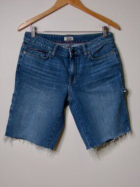 Y2K Tommy Hilfiger Cut Offs Denim Jean Shorts Cargo Bermuda Frayed Raw Hem 6